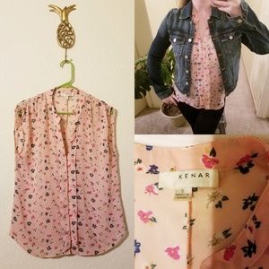 🛍 💜 KENAR Peach and floral button down